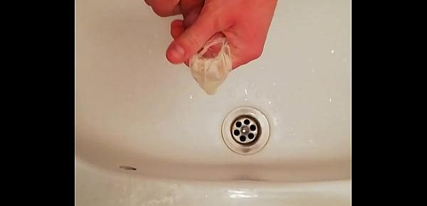  Jerking off with found used condom